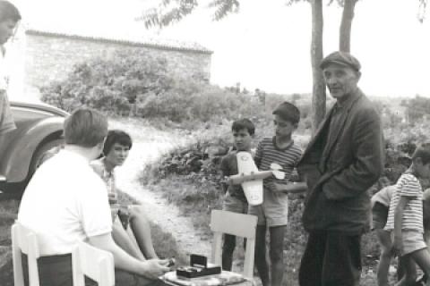 Tony Hurren records an interview in the village of Kostrčan